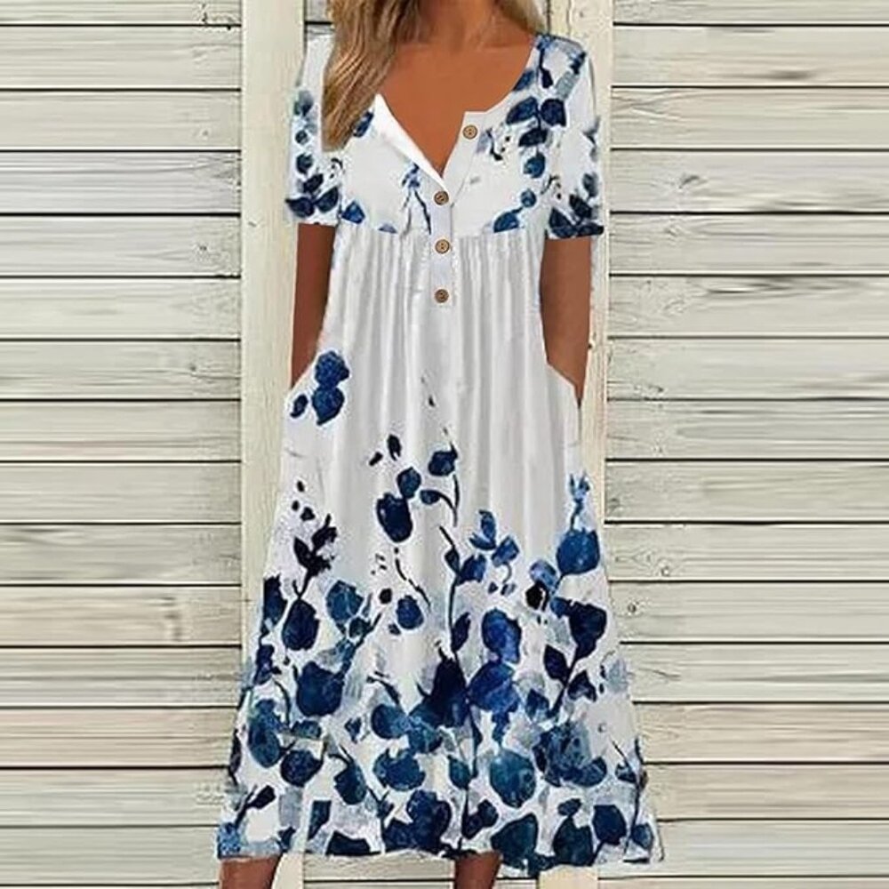 NWOT XXL Floral Dresses Button Pockets Dress